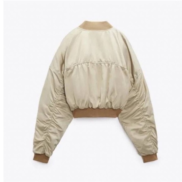 Zara Women's satin Champagne Bomber Jacket - Picture 2 of 11